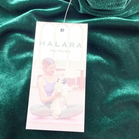 NEW Halara Womens Velvet Mini Flare Casual Dress Surplice Dark Green Size XL - Picture 8 of 12